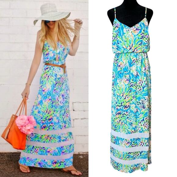 Lilly Pulitzer Deanna Maxi Dress Sea Soirée Vacation Beach Cruise Colorful Small - Picture 1 of 14
